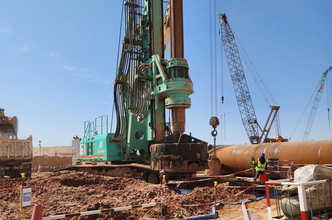 中国水电基础局携手上海金泰，共筑中东基建新里程碑106.16米超深桩
